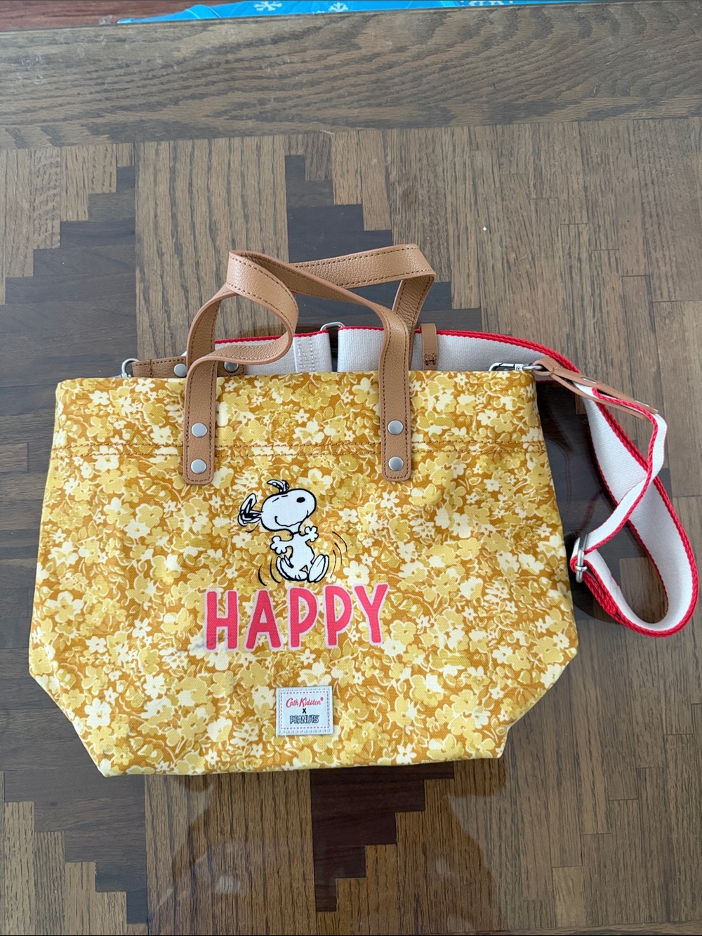 Cath Kidston x Peanuts Happy Snoopy Yellow Floral Tote